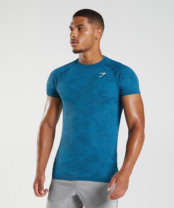 Pánské T Shirts Gymshark Geo Seamless Blankyt Tmavě Šedé Blankyt | CZ 2480NWY